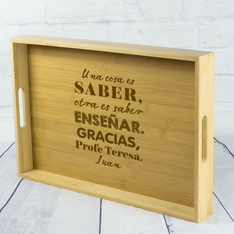 Regalos personalizados: Madera personalizada: Bandeja personalizada 'Saber enseñar'