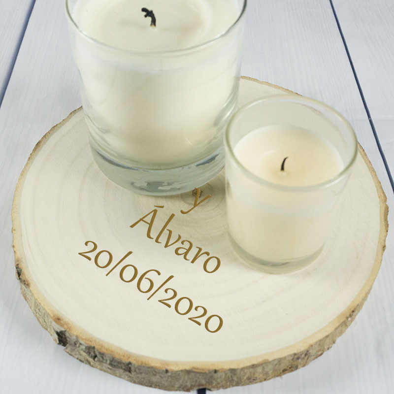 Regalos personalizados: Diseño y decoración: Base de madera natural grabada