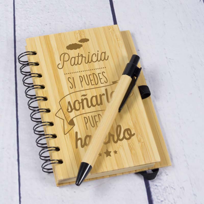 Regalos personalizados: Regalos con nombre: Bloc de notas grabado Si puedes soñarlo...