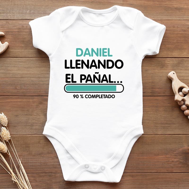 Regalos personalizados: Regalos con nombre: Body BIO personalizado "llenando el pañal"