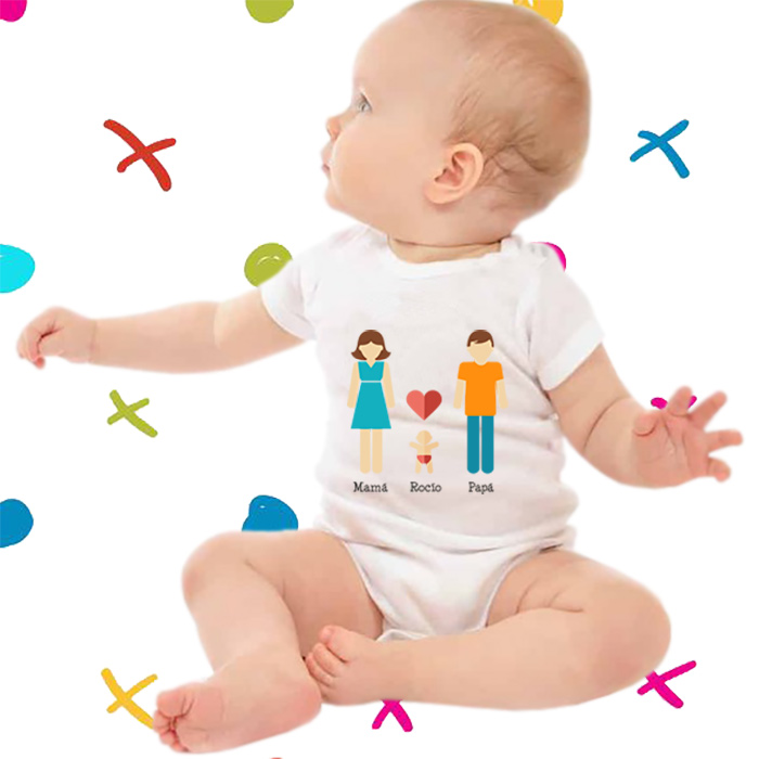 Regalos personalizados: Regalos con nombre: Body o camiseta infantil familia personalizada