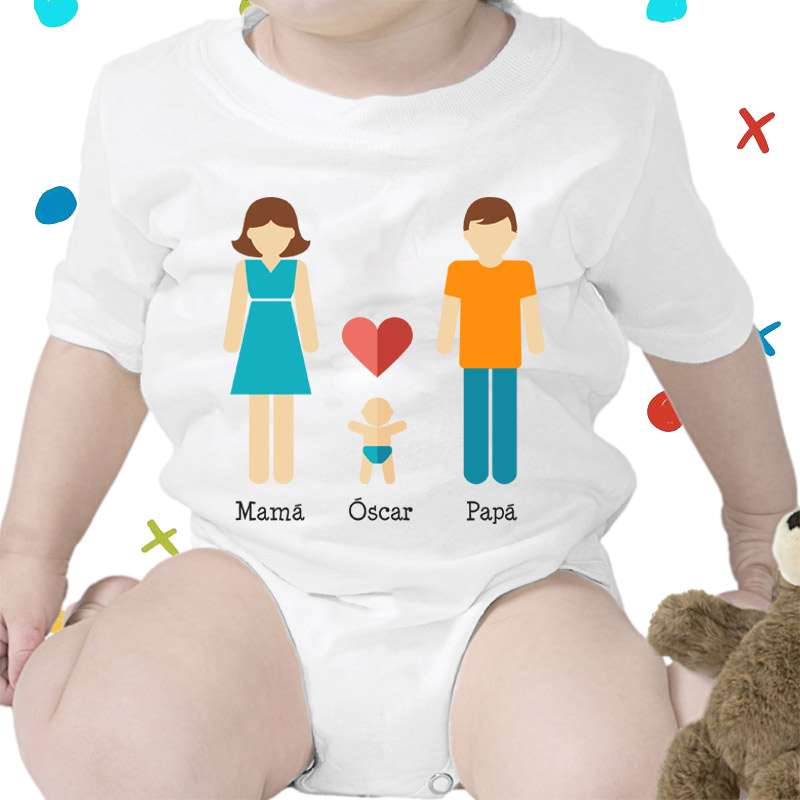 Regalos personalizados: Regalos con nombre: Body o camiseta infantil familia personalizada