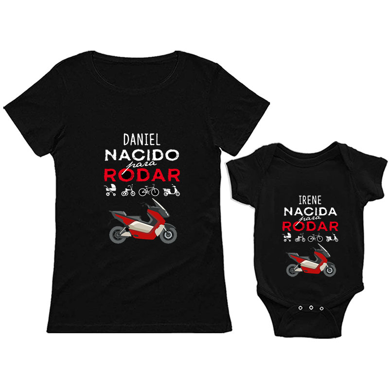 Regalos personalizados: Regalos con nombre: Body o camiseta personalizada 'Nacido para rodar'