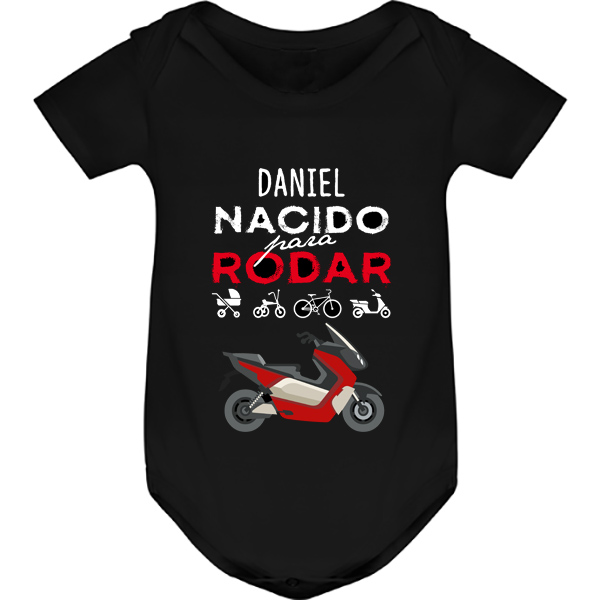 Regalos personalizados: Regalos con nombre: Body o camiseta personalizada 'Nacido para rodar'