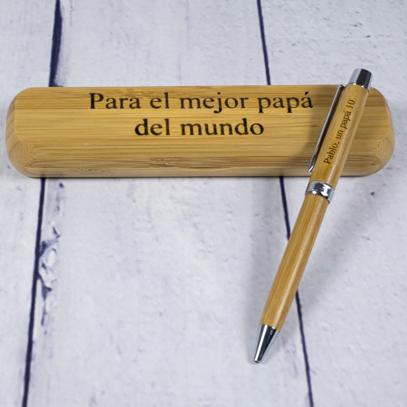 Regalos personalizados: Regalos con nombre: Bolígrafo de madera de bambú grabado