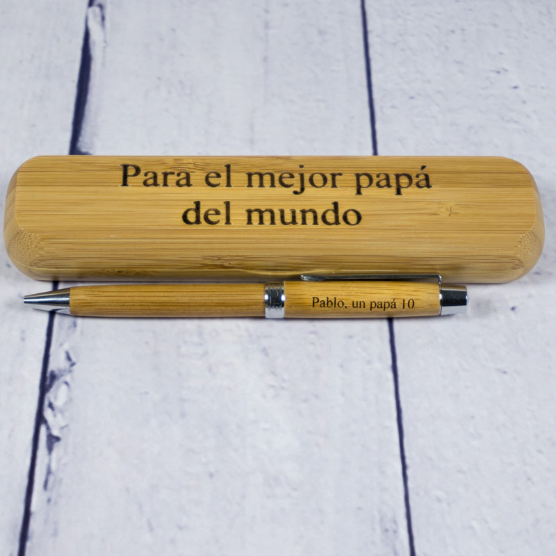 Regalos personalizados: Regalos con nombre: Bolígrafo de madera de bambú grabado