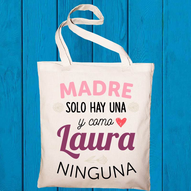 Regalos personalizados: Regalos con nombre: Bolsa tote bag personalizada 'Como mamá ninguna'