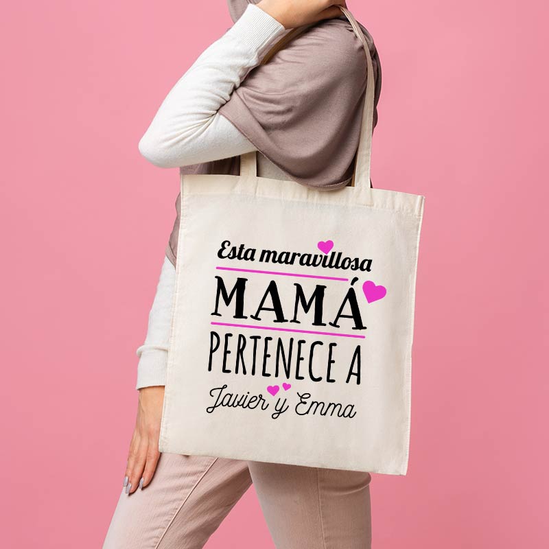 Regalos personalizados: Regalos con nombre: Bolsa tote bag personalizada 'Mamá'