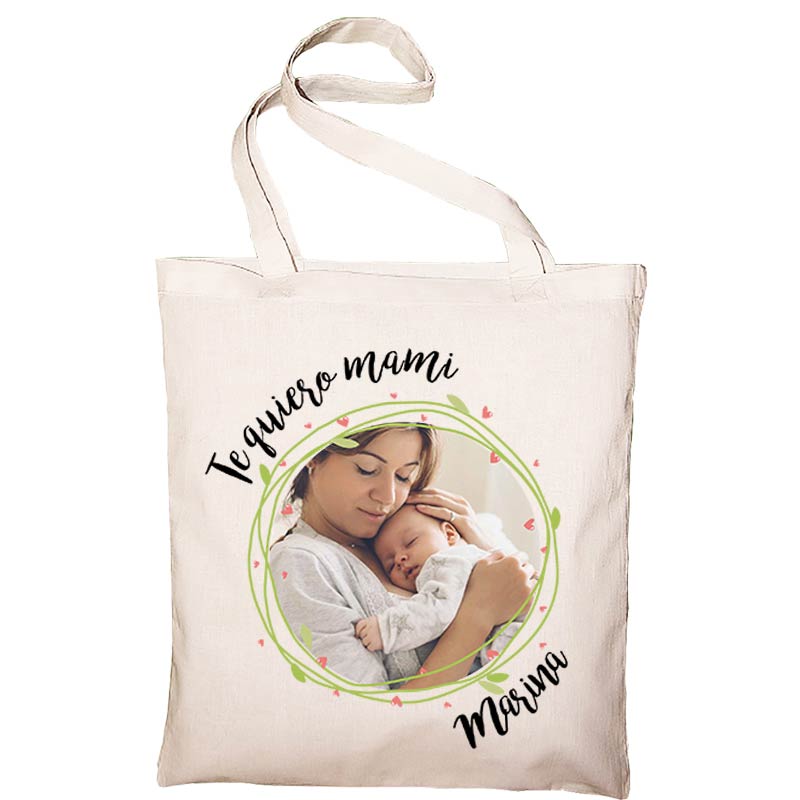 Regalos personalizados: Regalos con nombre: Bolsa tote personalizada 'Te quiero mami'