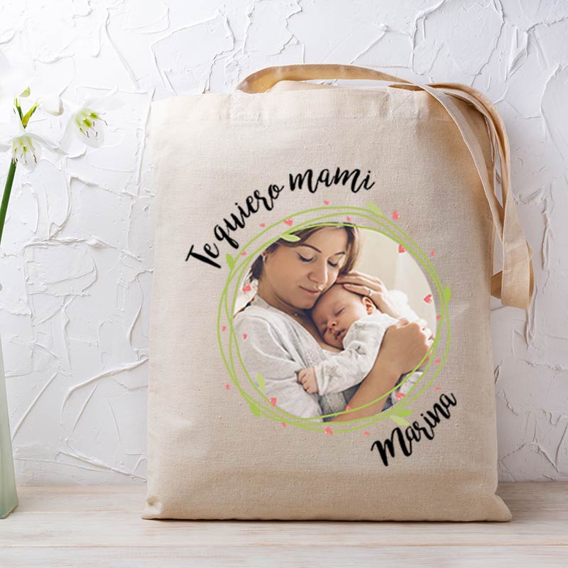 Regalos personalizados: Regalos con nombre: Bolsa tote personalizada 'Te quiero mami'