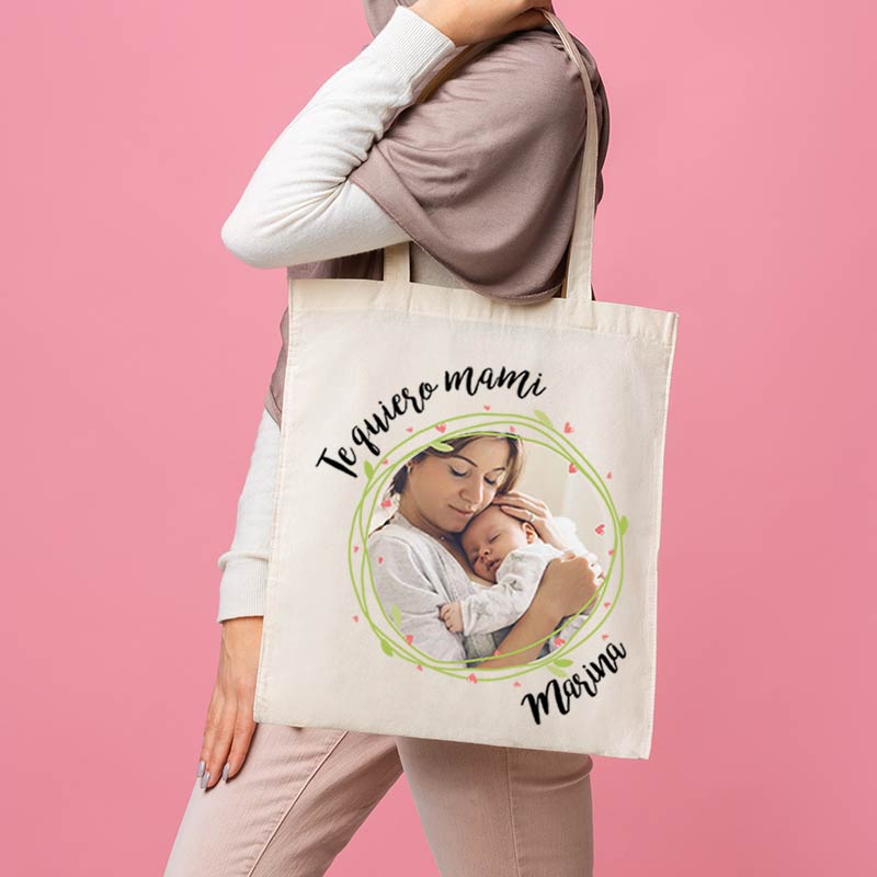 Regalos personalizados: Regalos con nombre: Bolsa tote personalizada 'Te quiero mami'