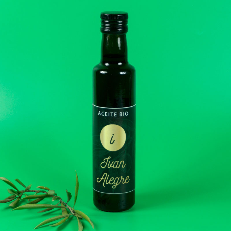 Regalos personalizados: Regalos con nombre: Botella de aceite BIO personalizada