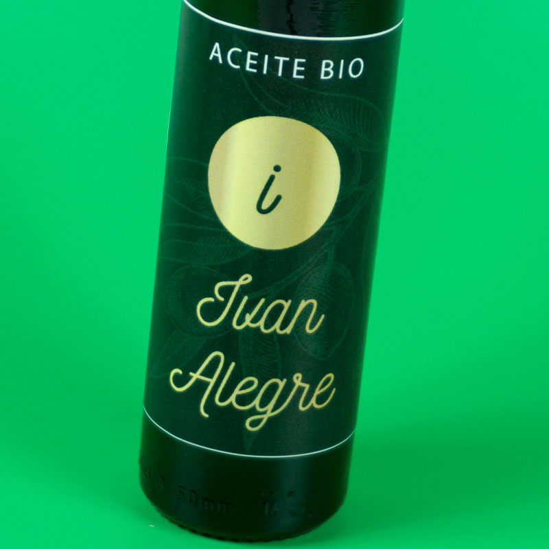 Regalos personalizados: Regalos con nombre: Botella de aceite BIO personalizada