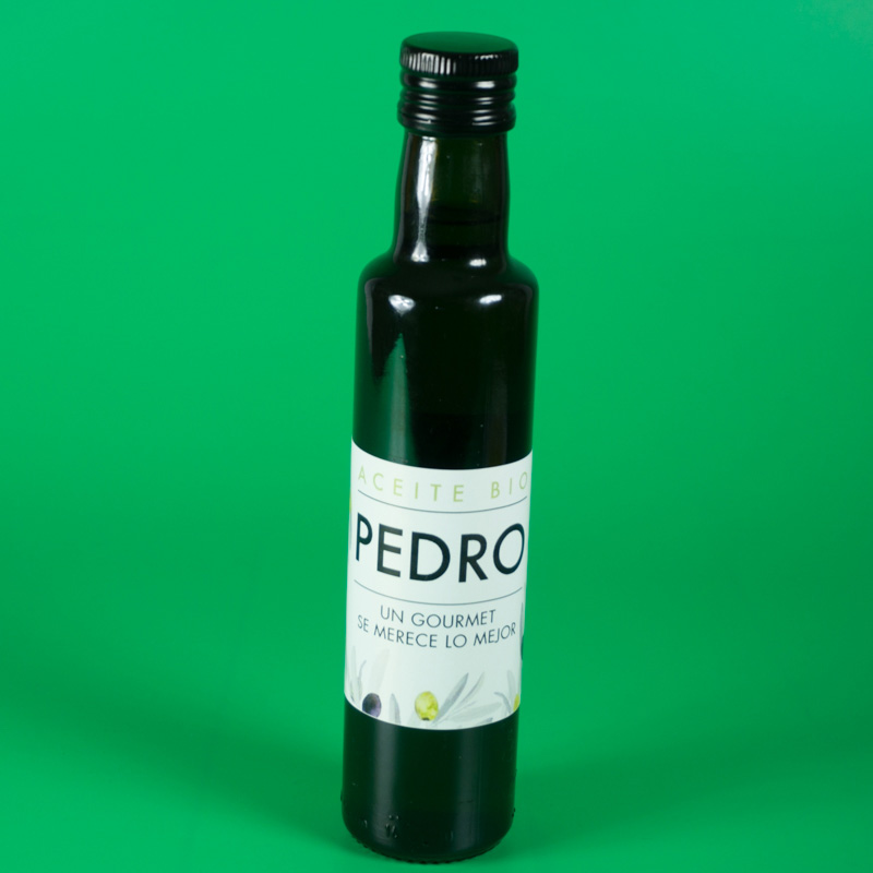 Regalos personalizados: Regalos con nombre: Botella de aceite BIO personalizada con nombre