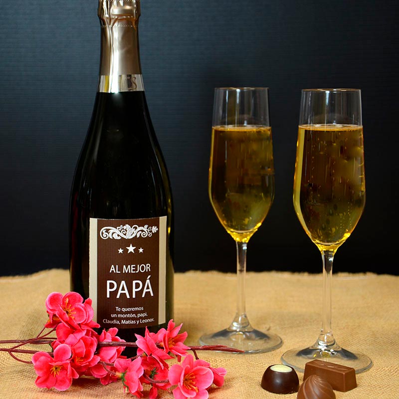 Regalos personalizados: Bebidas personalizadas: Botella de champán al mejor papá