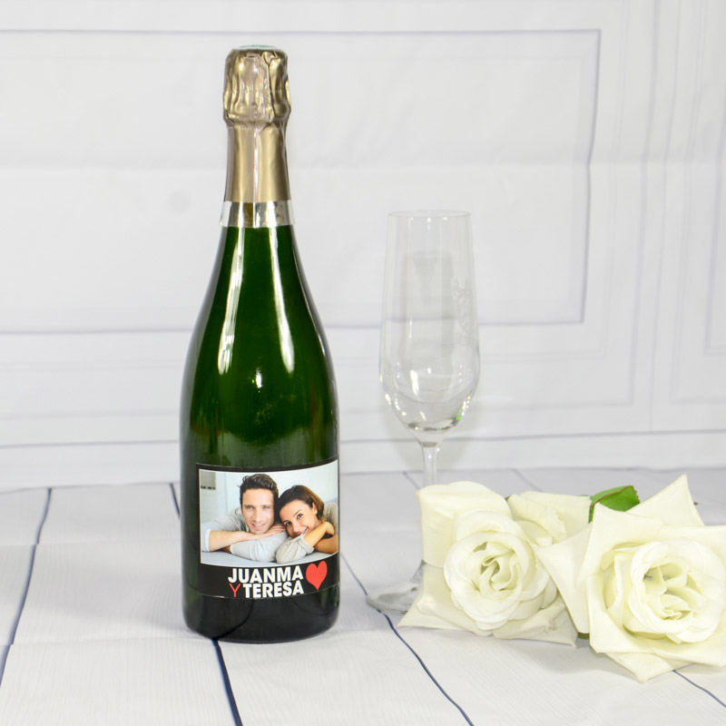 Regalos personalizados: Bebidas personalizadas: Botella de champán amor