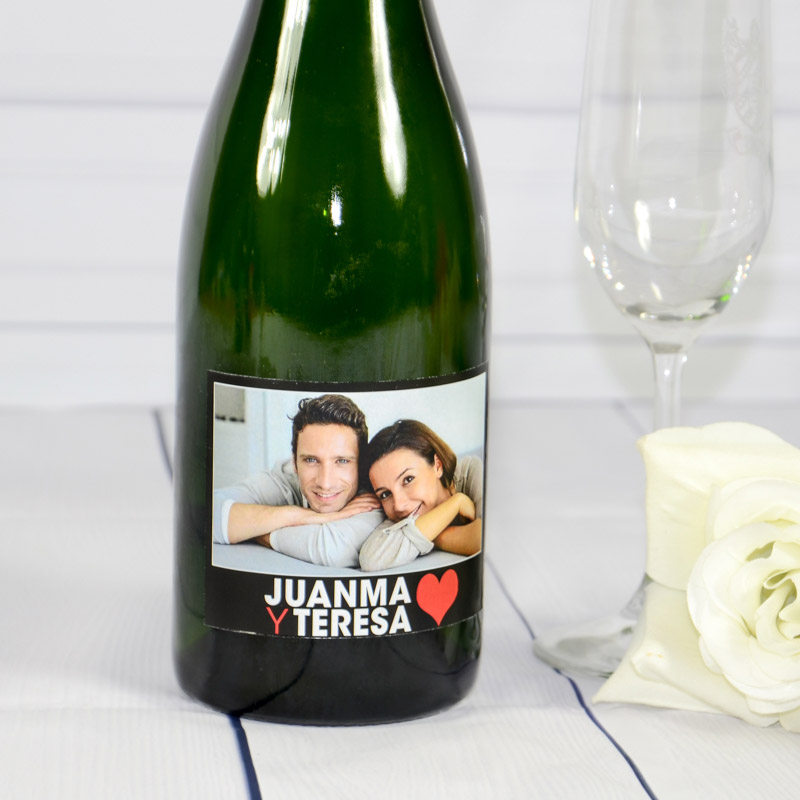 Regalos personalizados: Bebidas personalizadas: Botella de champán amor