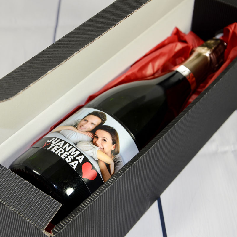 Regalos personalizados: Bebidas personalizadas: Botella de champán amor