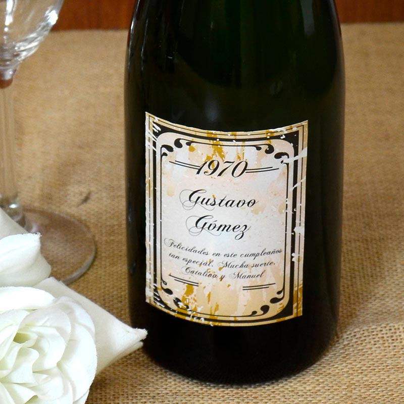 Regalos personalizados: Bebidas personalizadas: Botella de champán francés para cumpleaños 