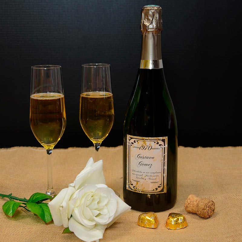 Regalos personalizados: Bebidas personalizadas: Botella de champán francés para cumpleaños 