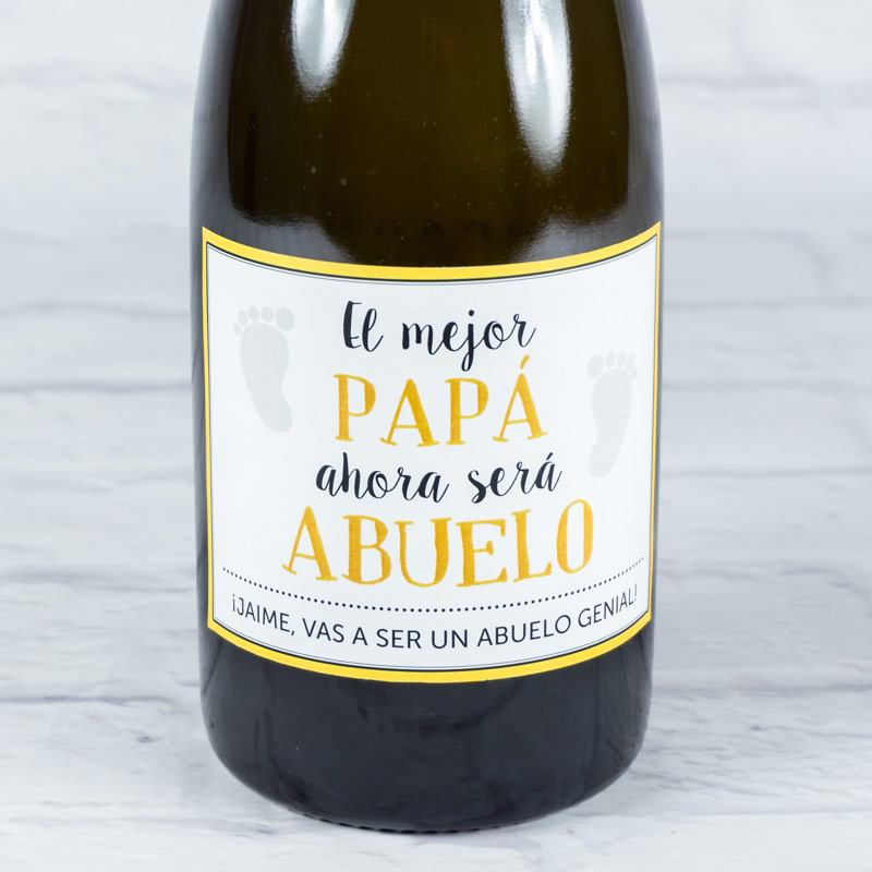 Regalos personalizados: Bebidas personalizadas: Botella de champán para 'Anunciar embarazo'