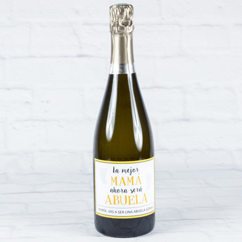 Regalos personalizados: Bebidas personalizadas: Botella de champán para 'Anunciar embarazo'