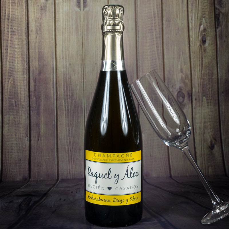 Regalos personalizados: Bebidas personalizadas: Botella de champán para boda