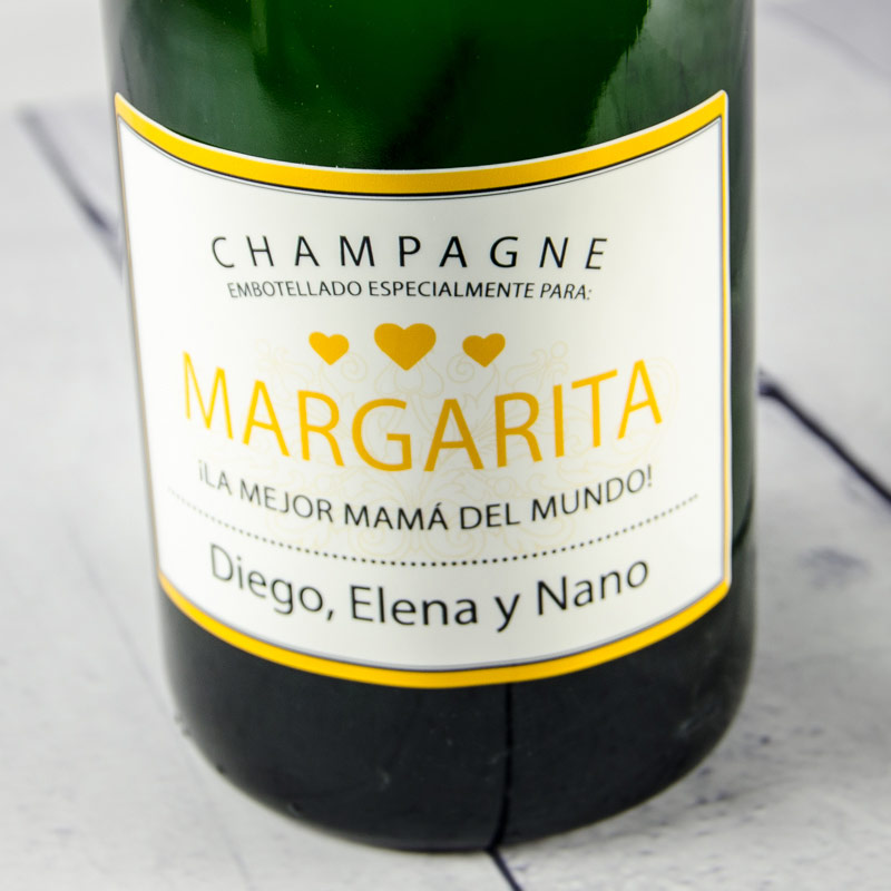 Regalos personalizados: Bebidas personalizadas: Botella de champán personalizada Mamá