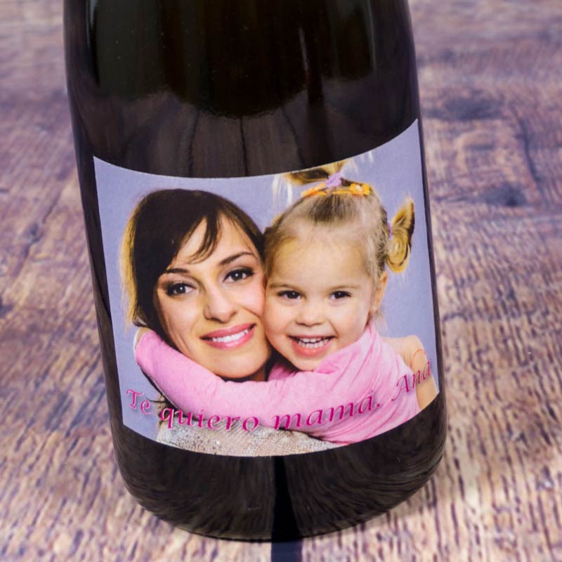 Regalos personalizados: Bebidas personalizadas: Botella de champán Te quiero mamá