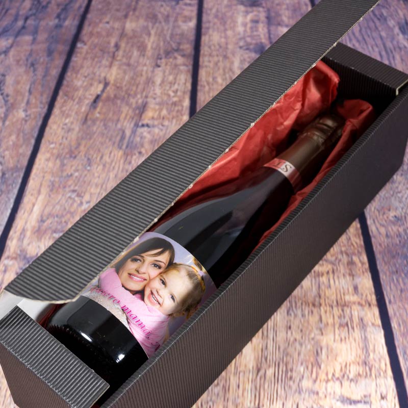 Regalos personalizados: Bebidas personalizadas: Botella de champán Te quiero mamá