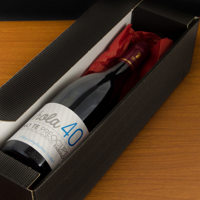 Regalos personalizados: Bebidas personalizadas: Botella de vino 40 cumpleaños