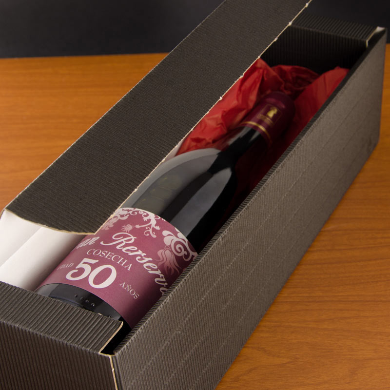 Regalos personalizados: Bebidas personalizadas: Botella de vino 50 años