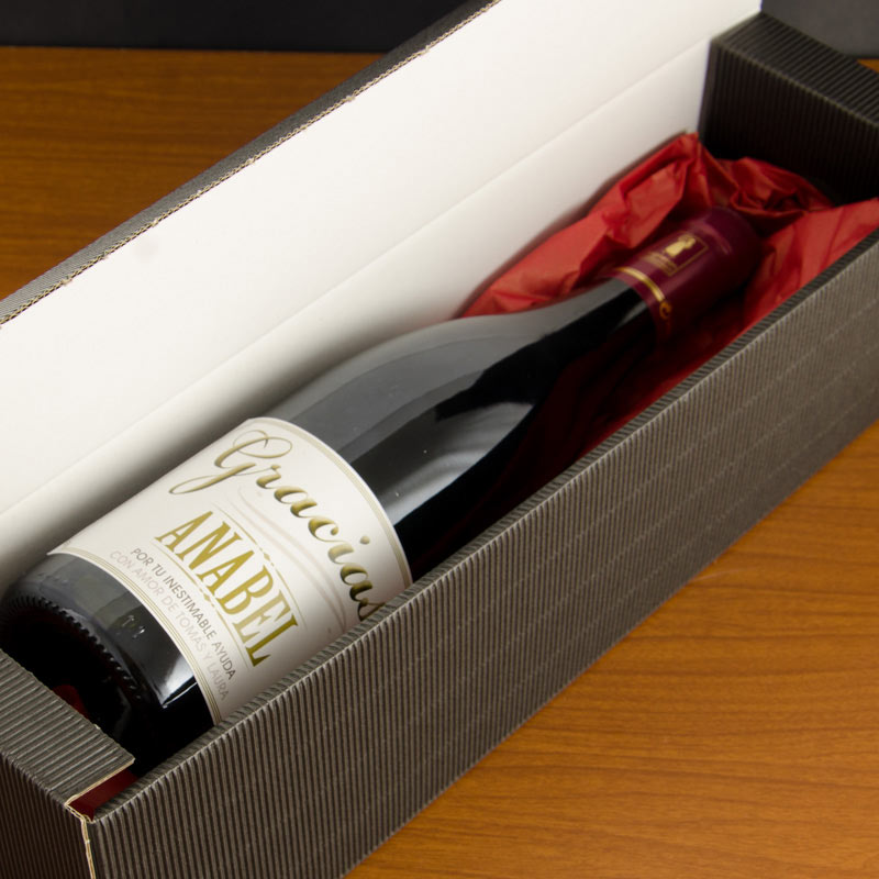 Regalos personalizados: Bebidas personalizadas: Botella de vino "Agradecimiento"