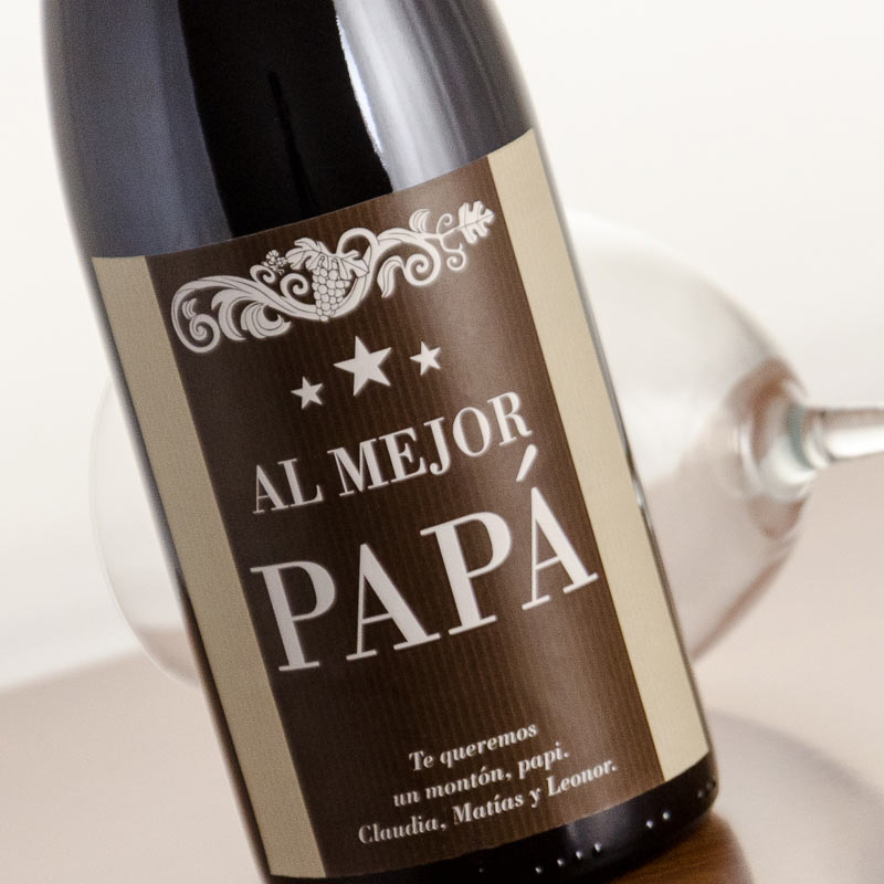 Regalos personalizados: Bebidas personalizadas: Botella de vino al mejor Papá