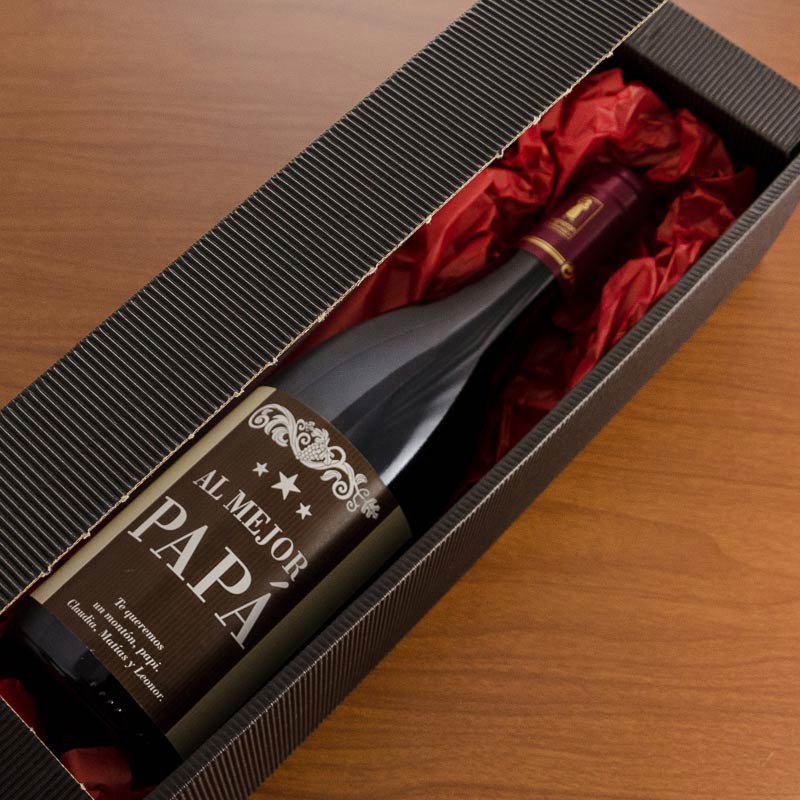 Regalos personalizados: Bebidas personalizadas: Botella de vino al mejor Papá