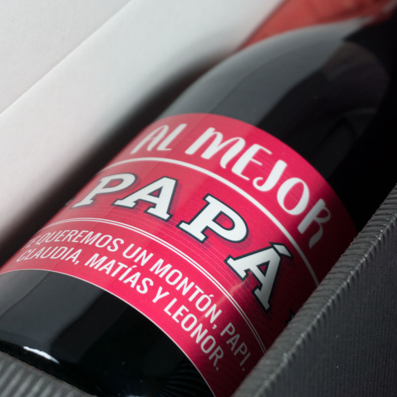 Regalos personalizados: Bebidas personalizadas: Botella de vino al mejor Papá personalizada