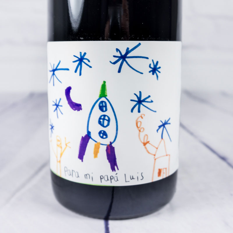 Regalos personalizados: Bebidas personalizadas: Botella de vino con el dibujo de tu hijo