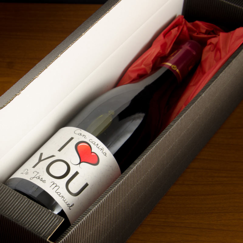 Regalos personalizados: Bebidas personalizadas: Botella de vino "Corazón"