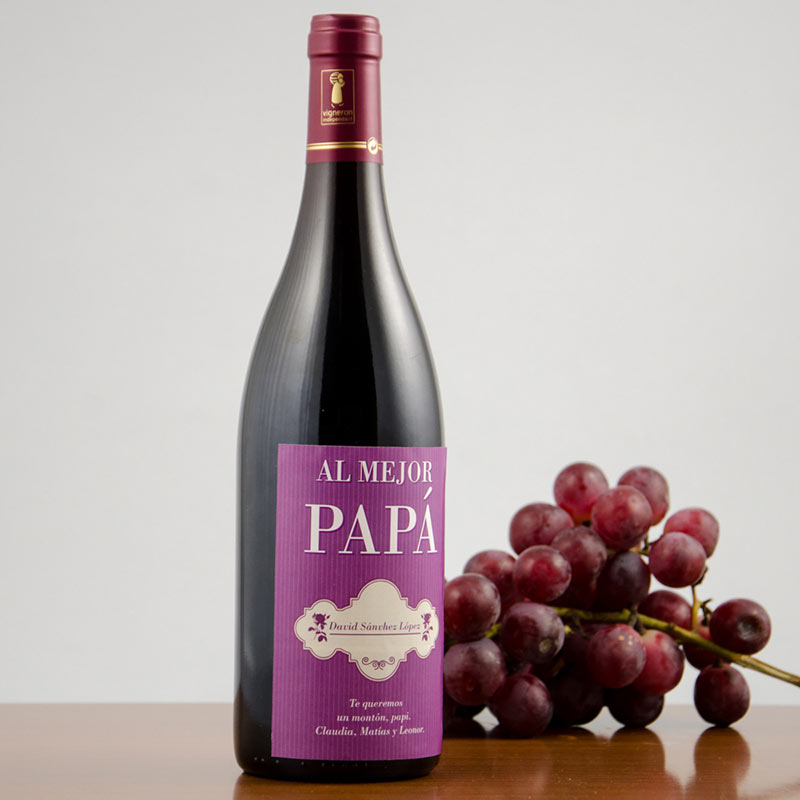 Regalos personalizados: Bebidas personalizadas: Botella de vino El mejor Papá