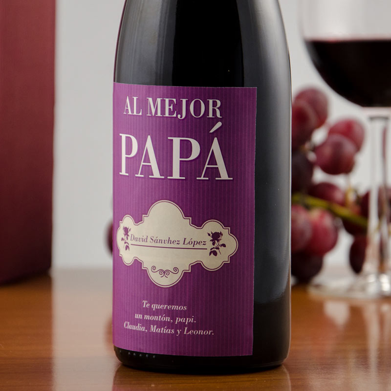 Regalos personalizados: Bebidas personalizadas: Botella de vino El mejor Papá