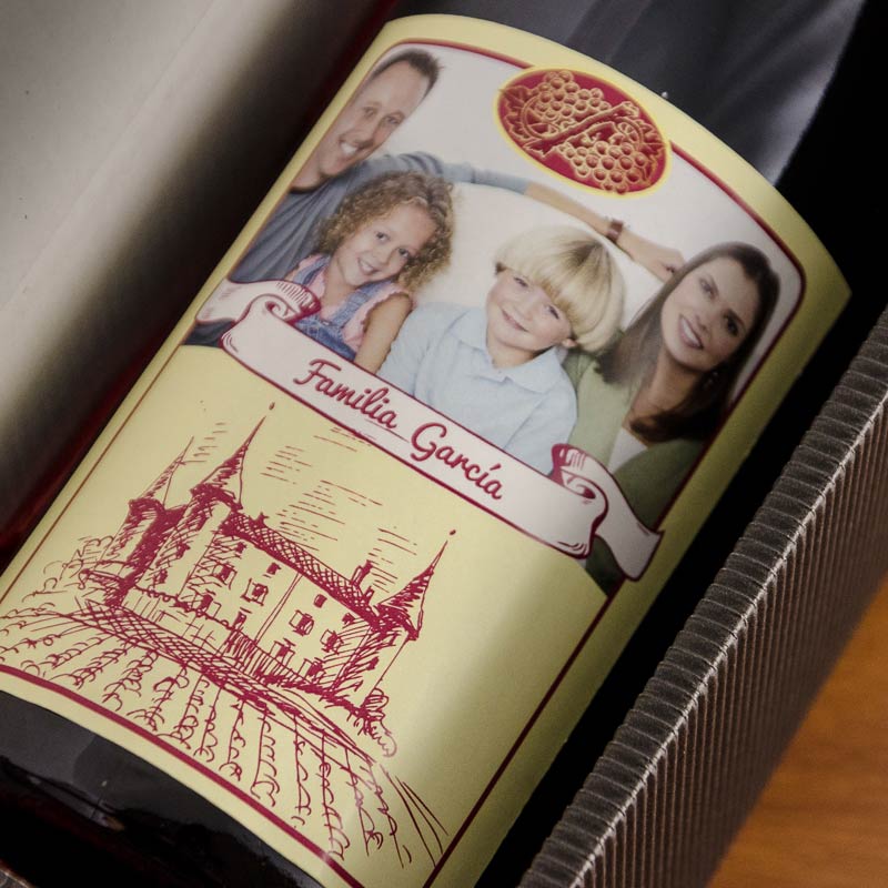 Regalos personalizados: Bebidas personalizadas: Botella de vino elegante