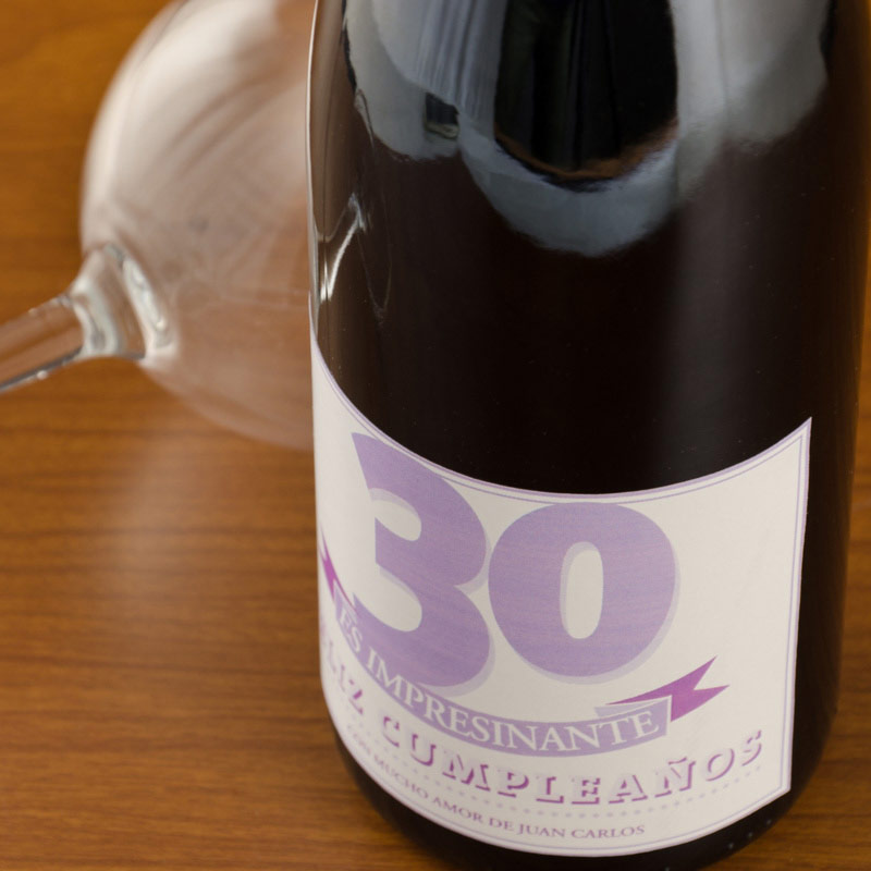 Regalos personalizados: Bebidas personalizadas: Botella de vino especial 30 a&ntilde;os