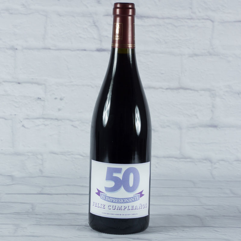 Regalos personalizados: Bebidas personalizadas: Botella de vino especial 40 años