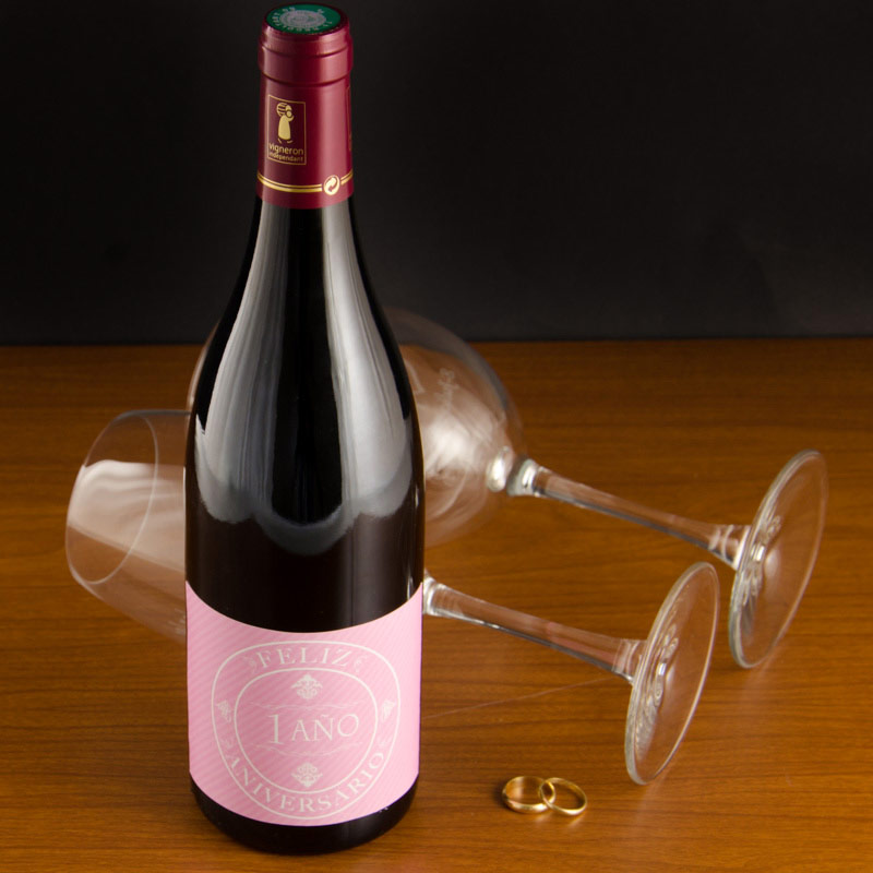 Regalos personalizados: Bebidas personalizadas: Botella de vino especial aniversarios