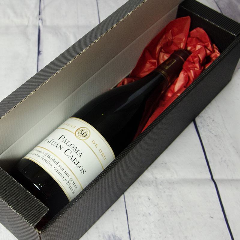 Regalos personalizados: Bebidas personalizadas: Botella de vino especial Bodas de Oro