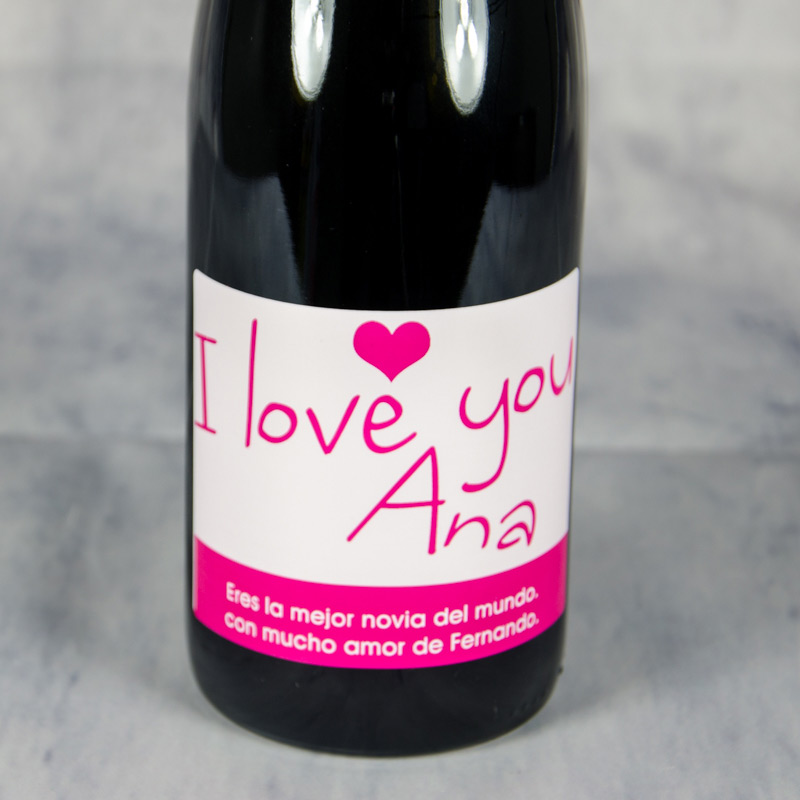 Regalos personalizados: Bebidas personalizadas: Botella de vino "I love you"
