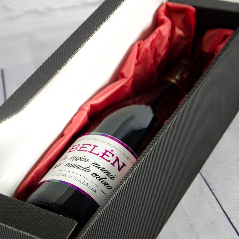 Regalos personalizados: Bebidas personalizadas: Botella de vino la mejor mamá personalizada