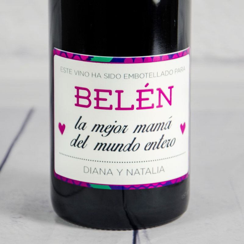 Regalos personalizados: Bebidas personalizadas: Botella de vino la mejor mamá personalizada