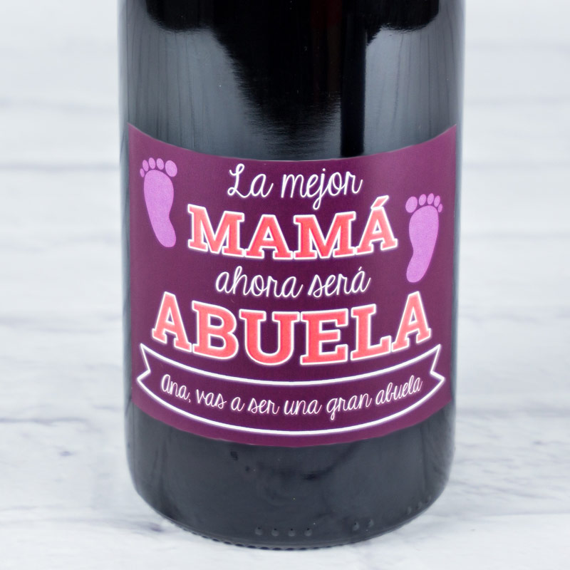 Regalos personalizados: Bebidas personalizadas: Botella de vino para abuela personalizada