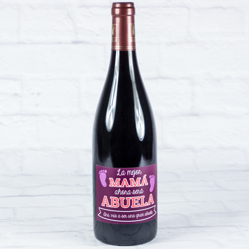 Regalos personalizados: Bebidas personalizadas: Botella de vino para abuela personalizada